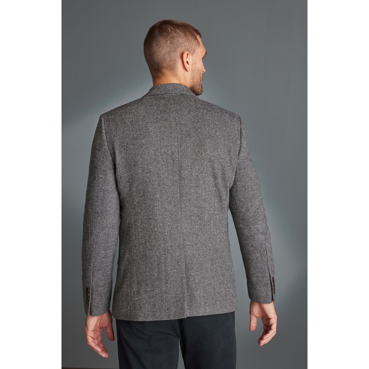 Blazer slim en laine à chevrons nova fides gris, NEXT
