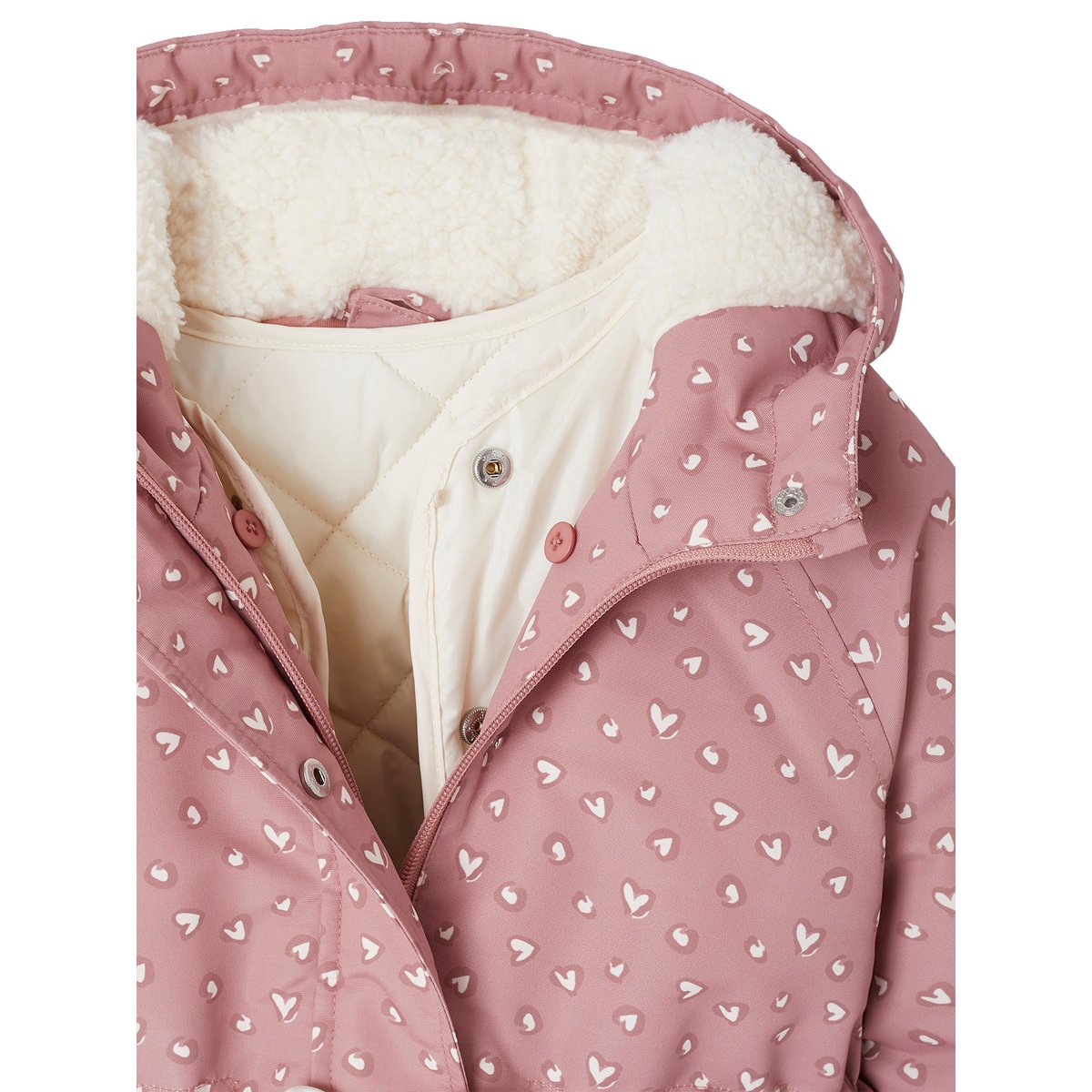 Parka à capuche 3 en 1 parka + veste matelassée bois de rose, VERTBAUDET