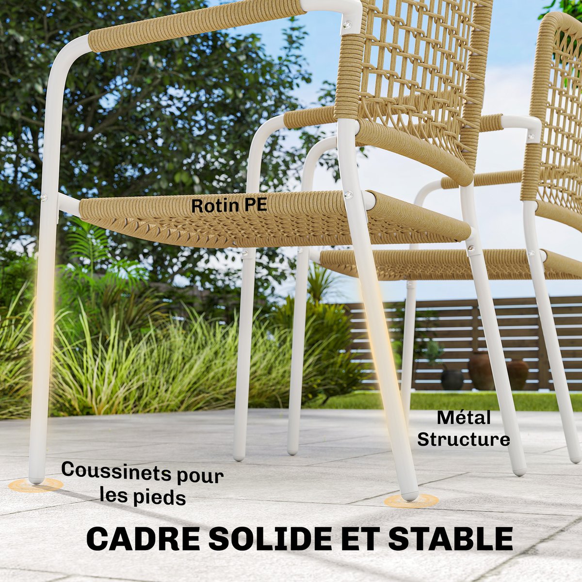 Chaise de jardin Métal Jaune jaune, crème, OUTSUNNY