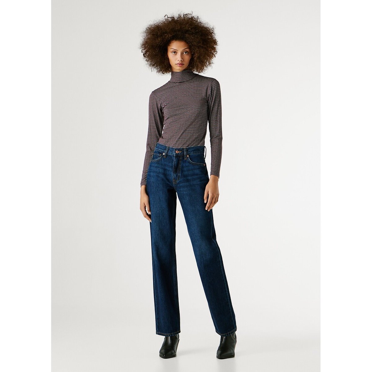 Jean droit taille haute LEXA stonewash deep black, PEPE JEANS