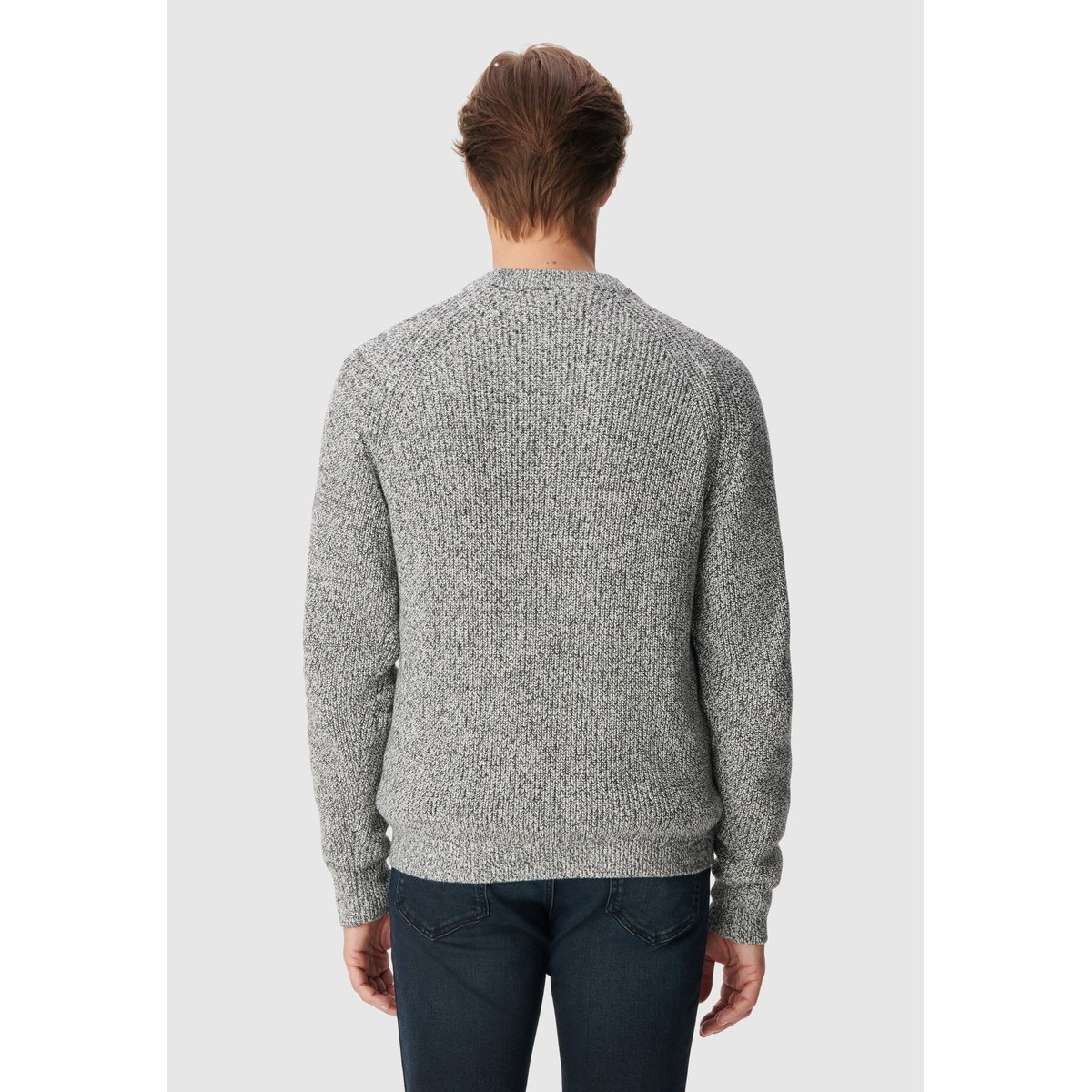 Pull col rond tricot mouliné gris souris, IKKS