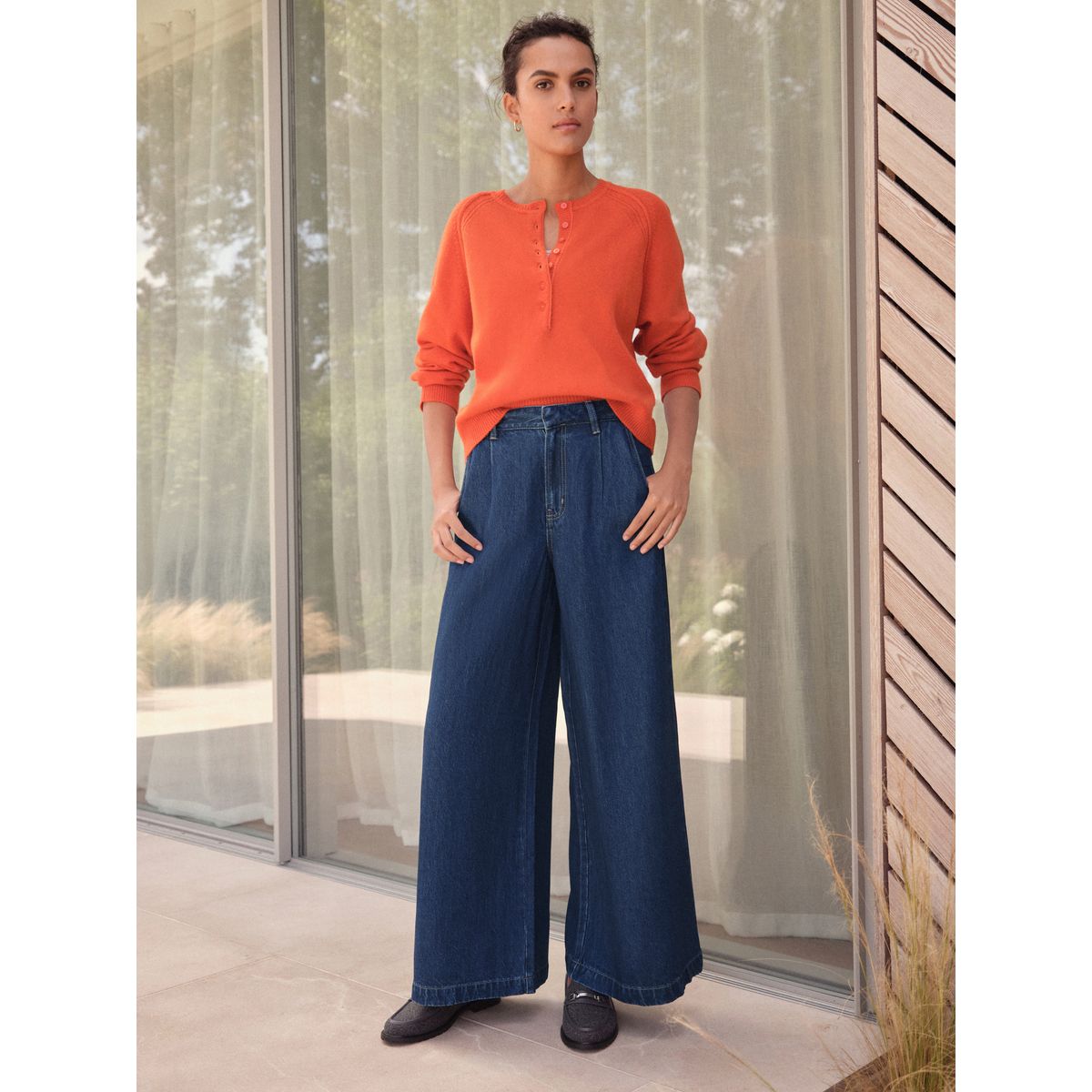 Jean large palazzo n. premium délavage bleu, NEXT