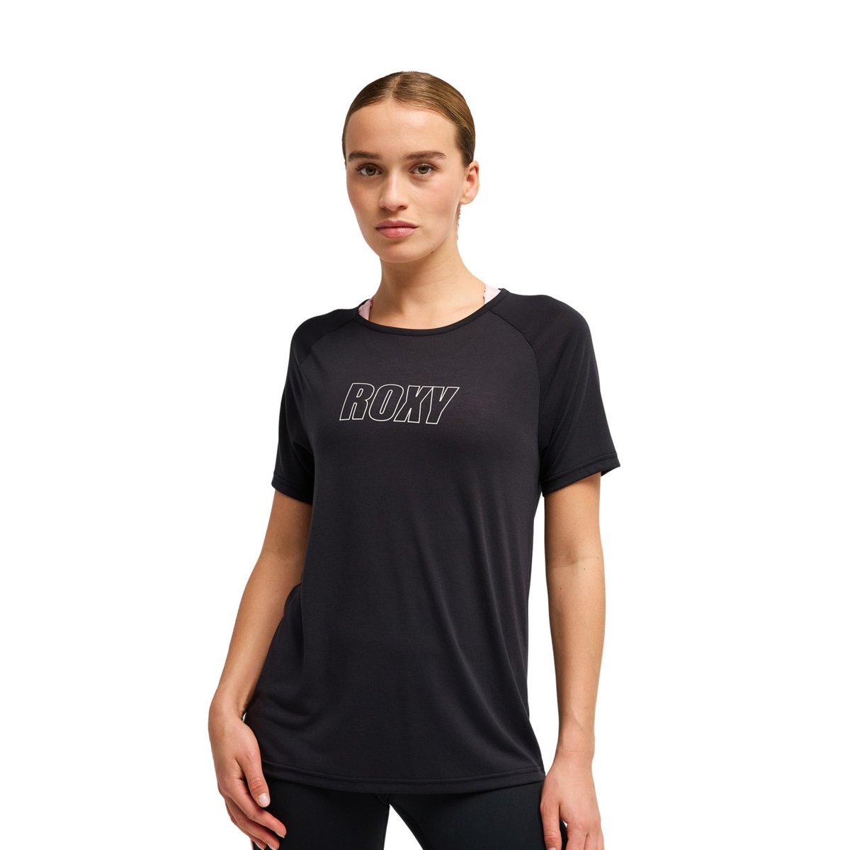 T-Shirt de sport, manches courtes, col rond, . noir true black, ROXY