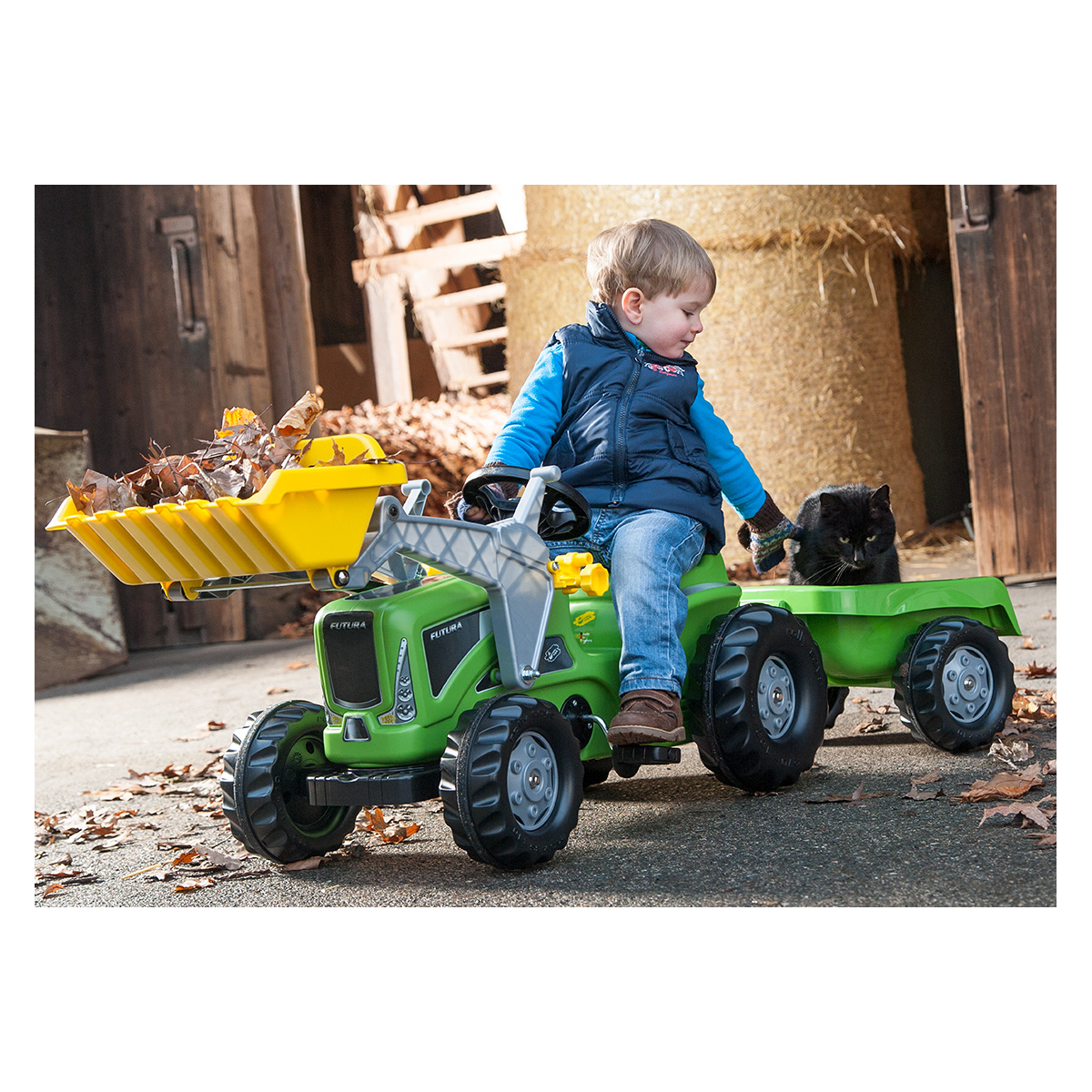 Tracteur a Pedales + Remorque rollyKiddy Futura jaune, ROLLY TOYS