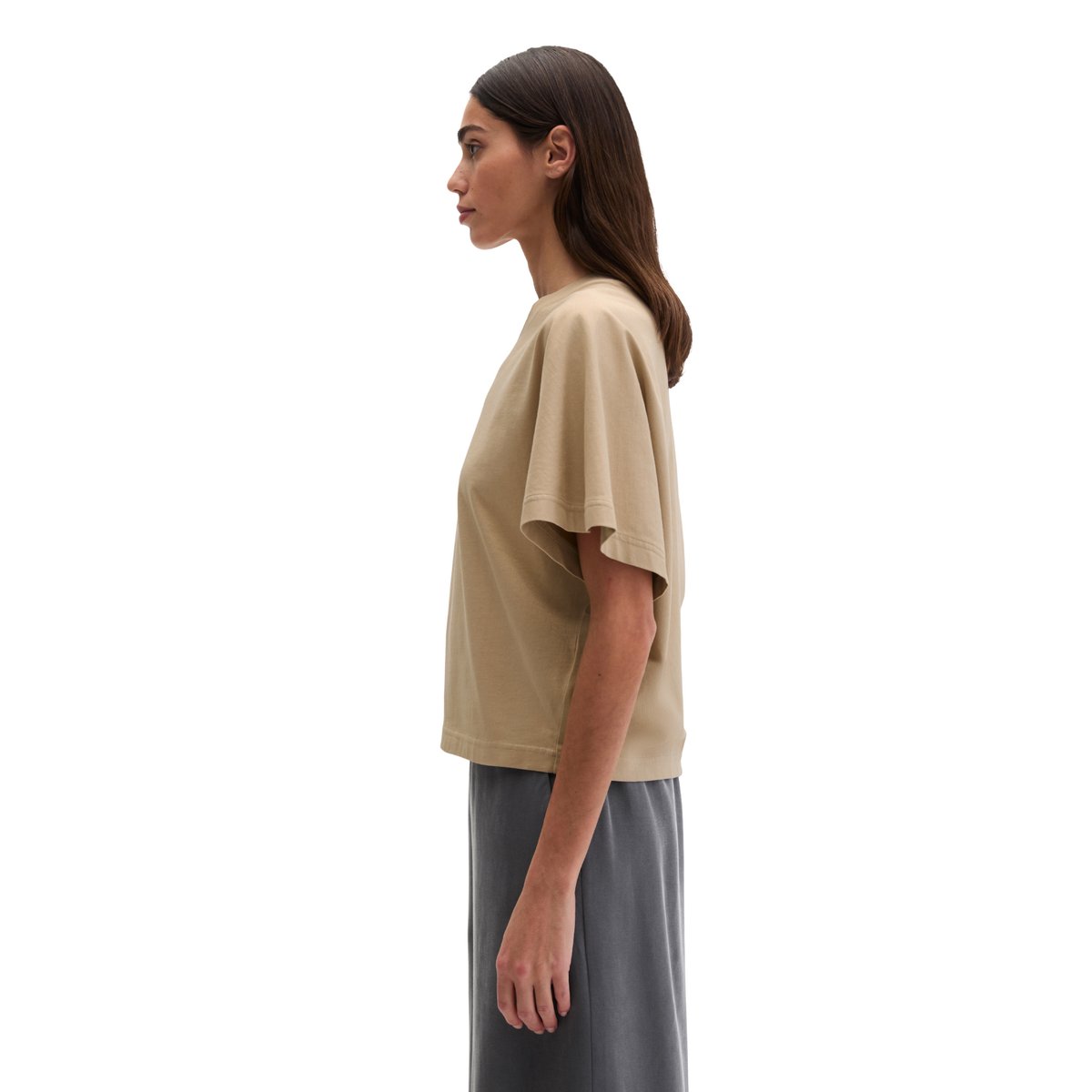 T-shirt loose en coton bio régénéré beige, MARC O'POLO