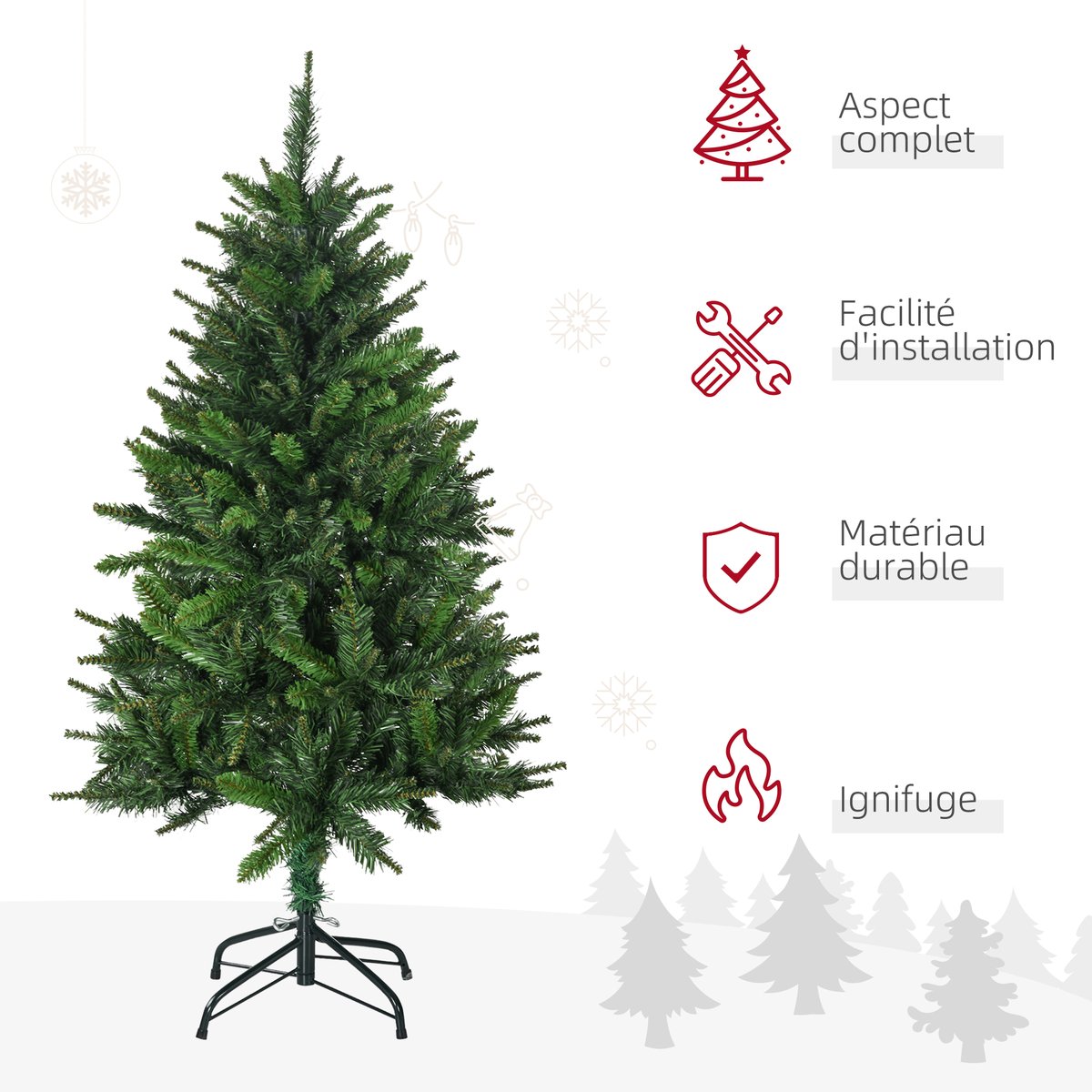 Sapin de Noël Plastique Vert vert, HOMCOM