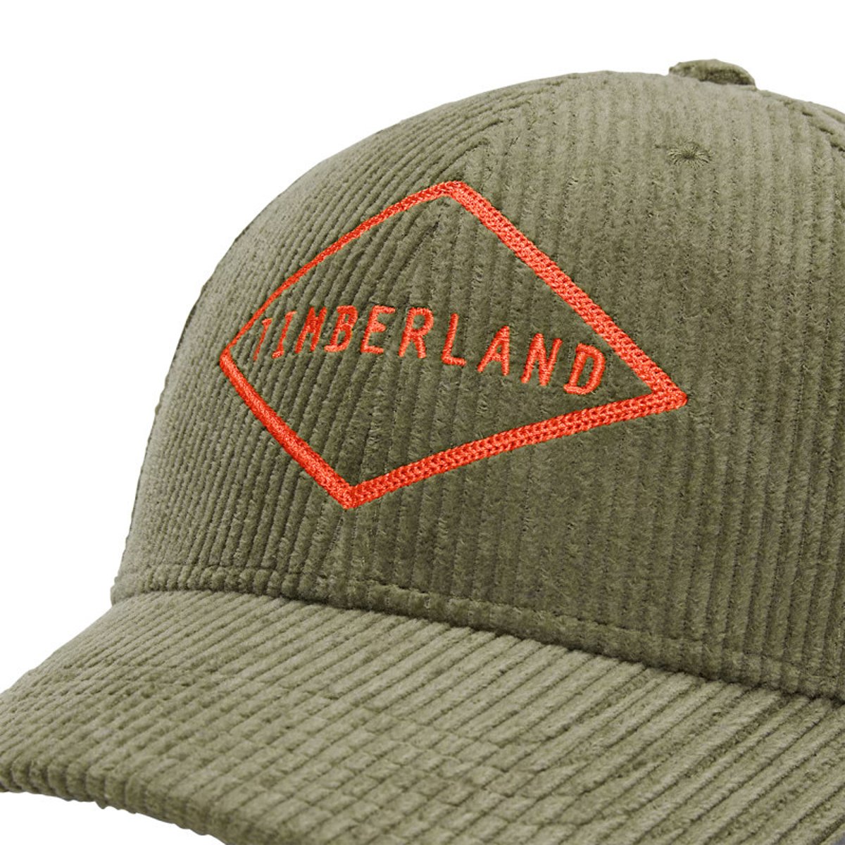 Casquette en coton mélangé kaki unie en velours côtelé avec broderie orange kaki, TIMBERLAND