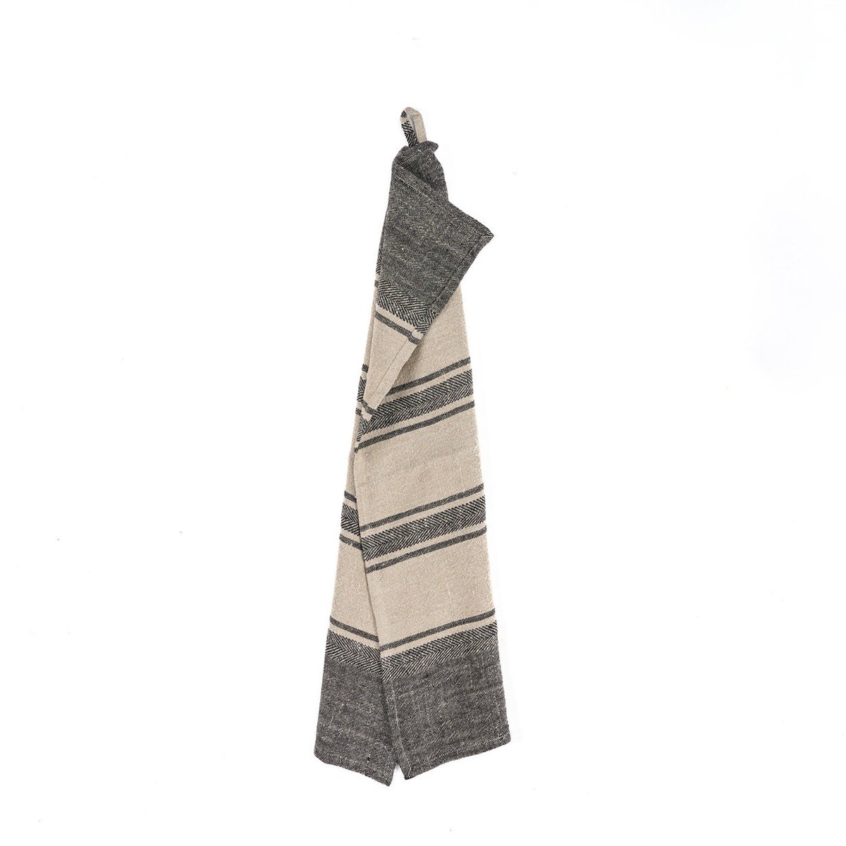 Torchon en lin LINEN SMUDGE noir beige, BAZAR BIZAR