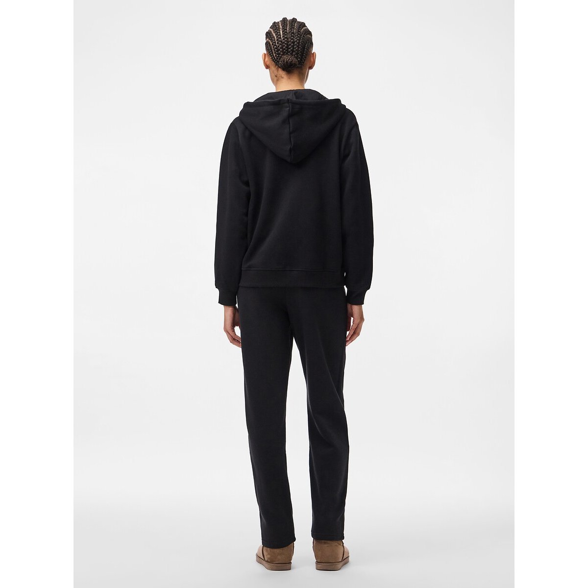 Sweat zippé à capuche, détail poitrine noir, PIECES