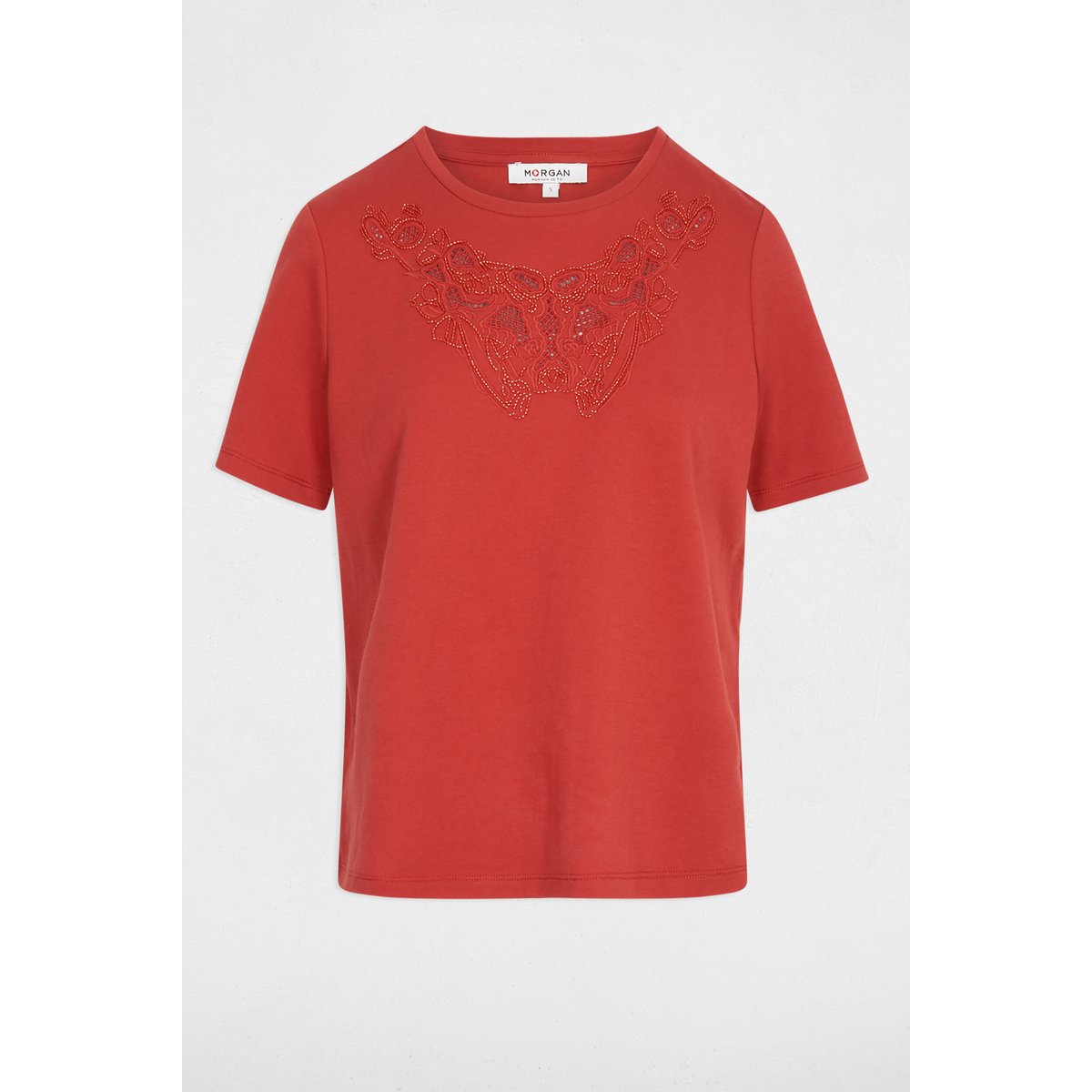T-shirt manches courtes orange foncé, MORGAN