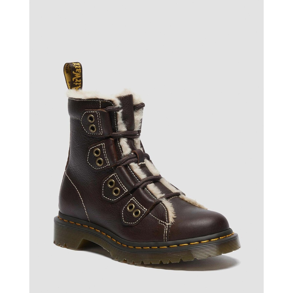 Stivaletti in pelle foderati 1460 Lace to Toe marrone scuro, DR. MARTENS