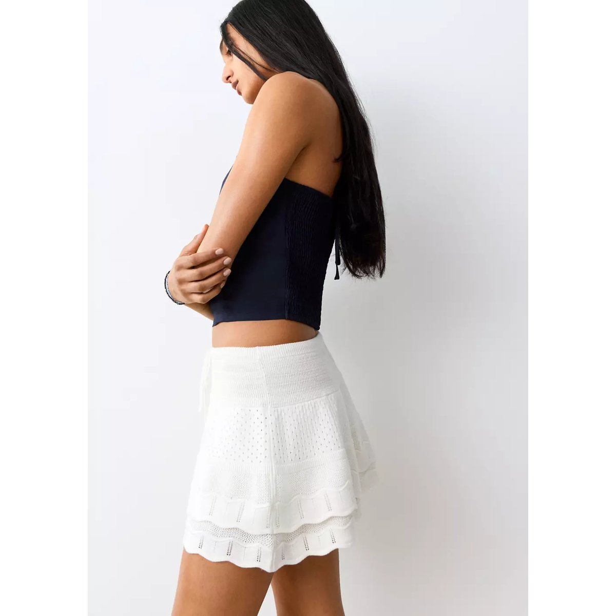 Jupe volants crochet blanc, MANGO TEEN