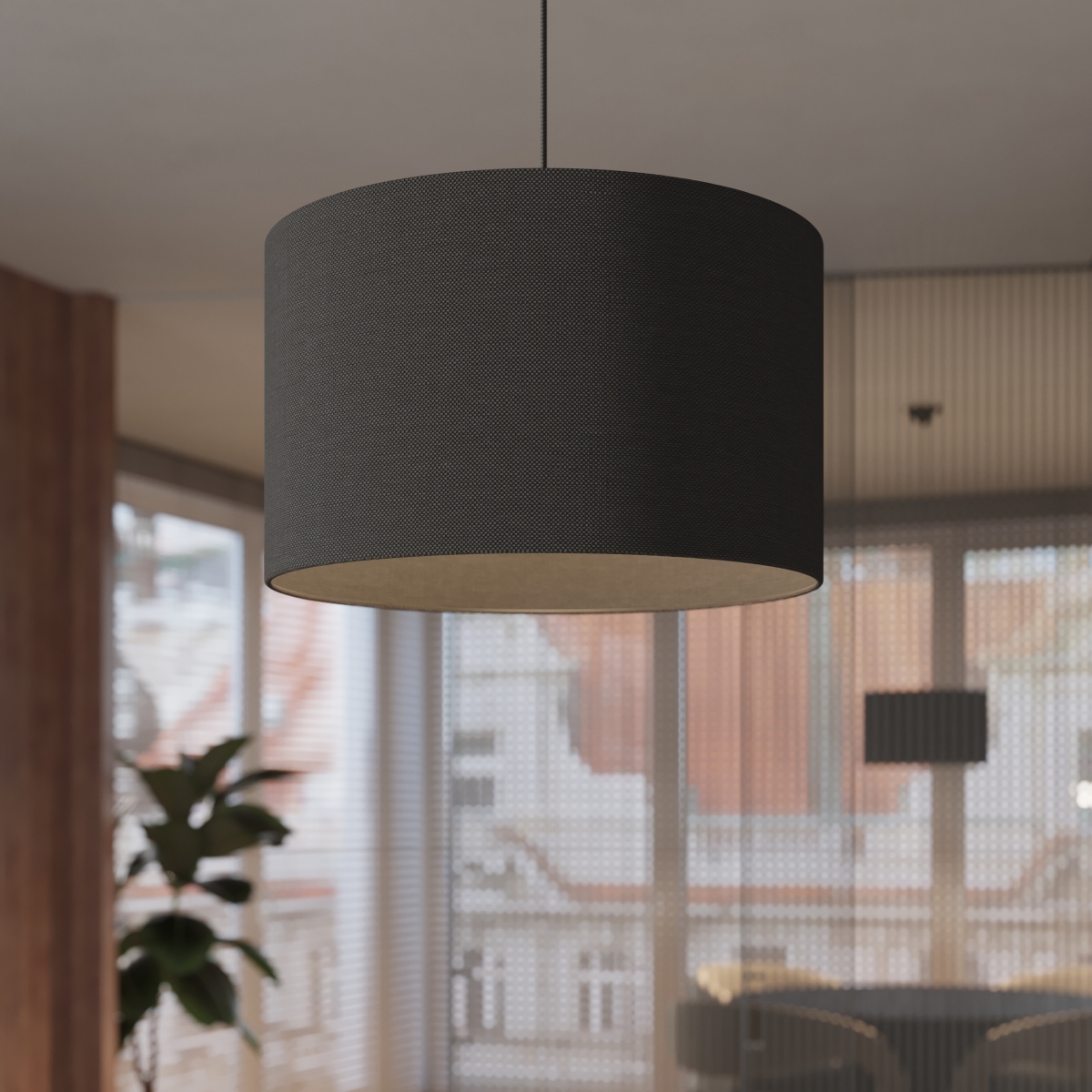 Suspension Tissu Noir E27 1 Nova 30 noir, EDEN