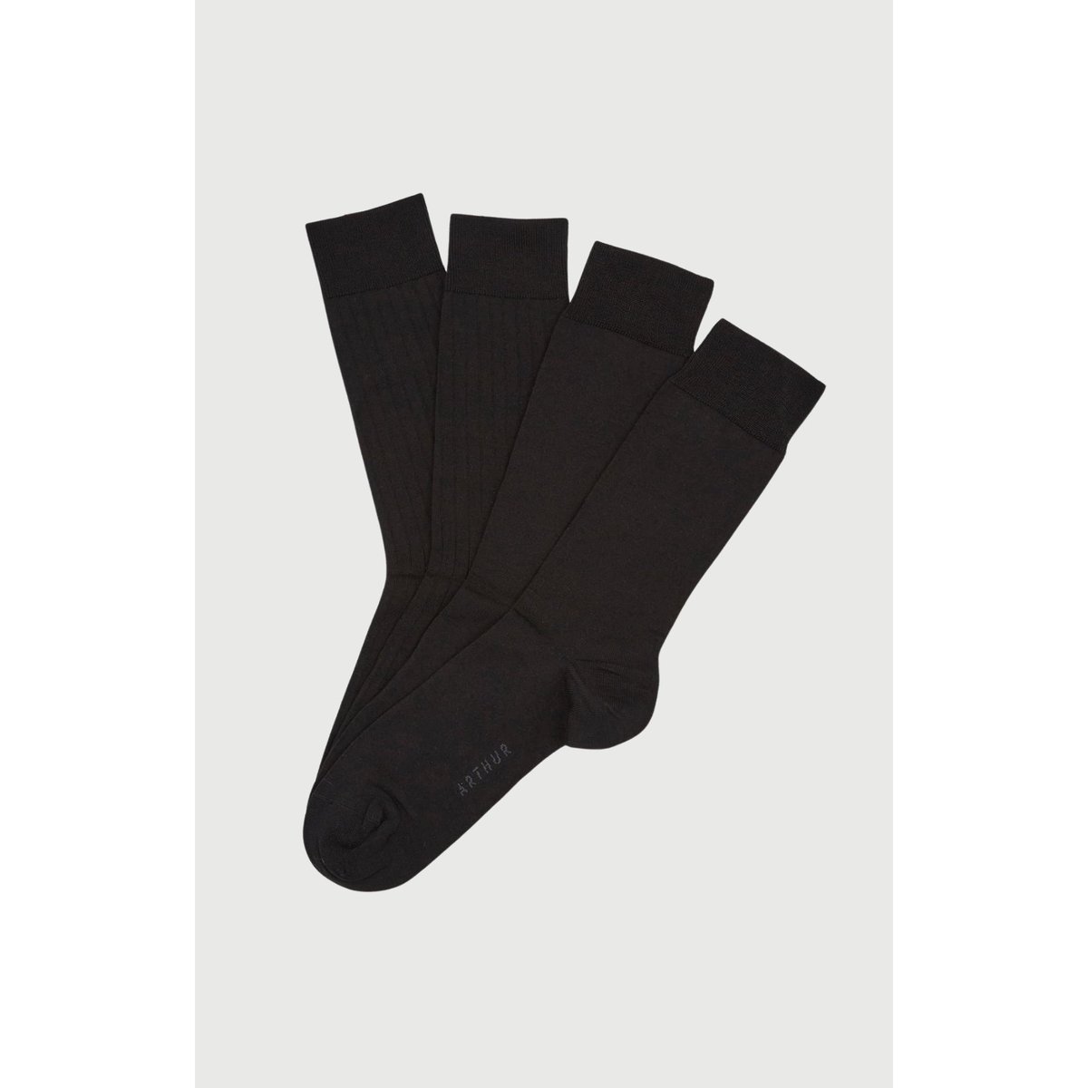 Chaussettes en coton, fil d'ecosse noir, ARTHUR