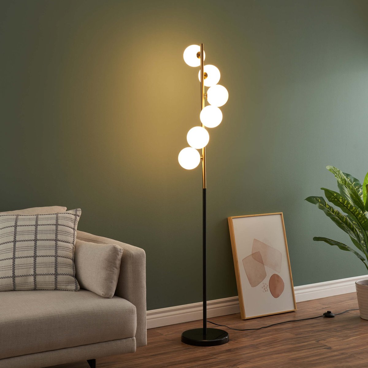 Grand Lampadaire Élégant et Lumineux – SIERRA noir et doré, KOSILUM