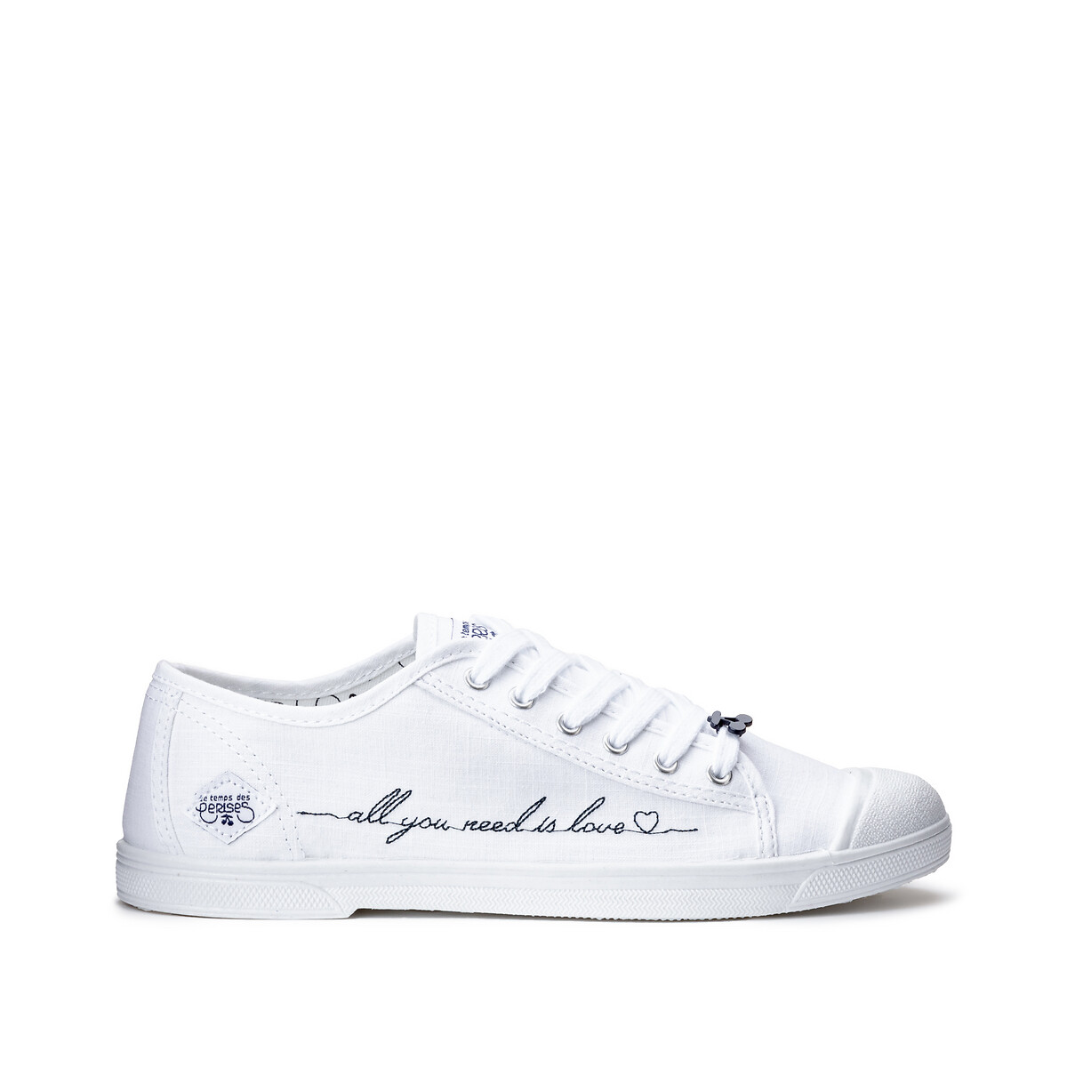 Baskets toile Basic 02 Love blanc, LE TEMPS DES CERISES