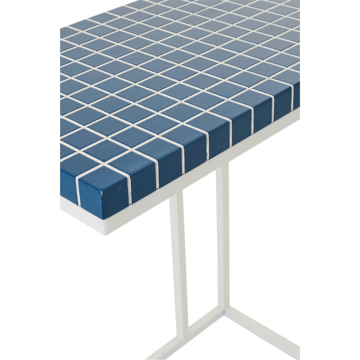 Table d'appoint rectangulaire en métal bleu et blanc, RECOLLECTION