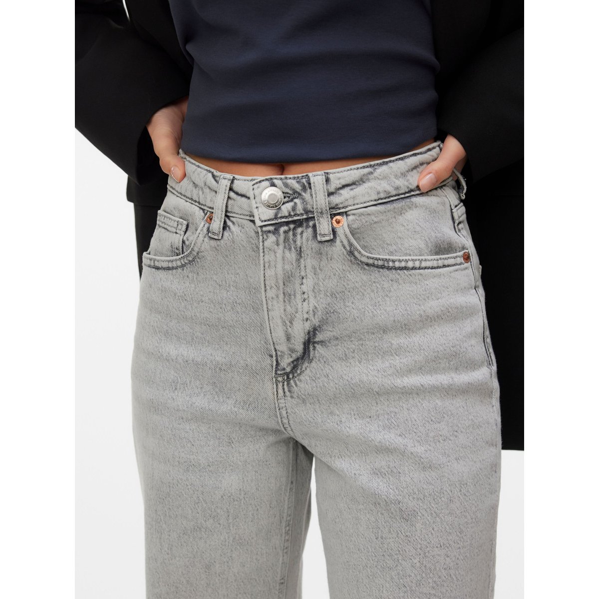 Jean À Coupe Large light grey denim, VERO MODA
