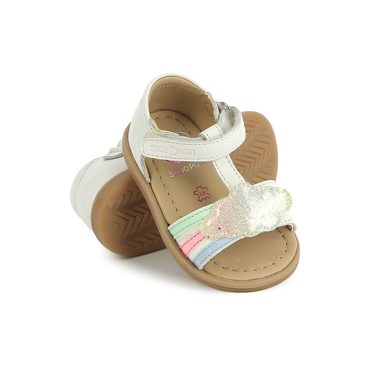 Sandales à scratchs TITY MULTI blanc, SHOO POM