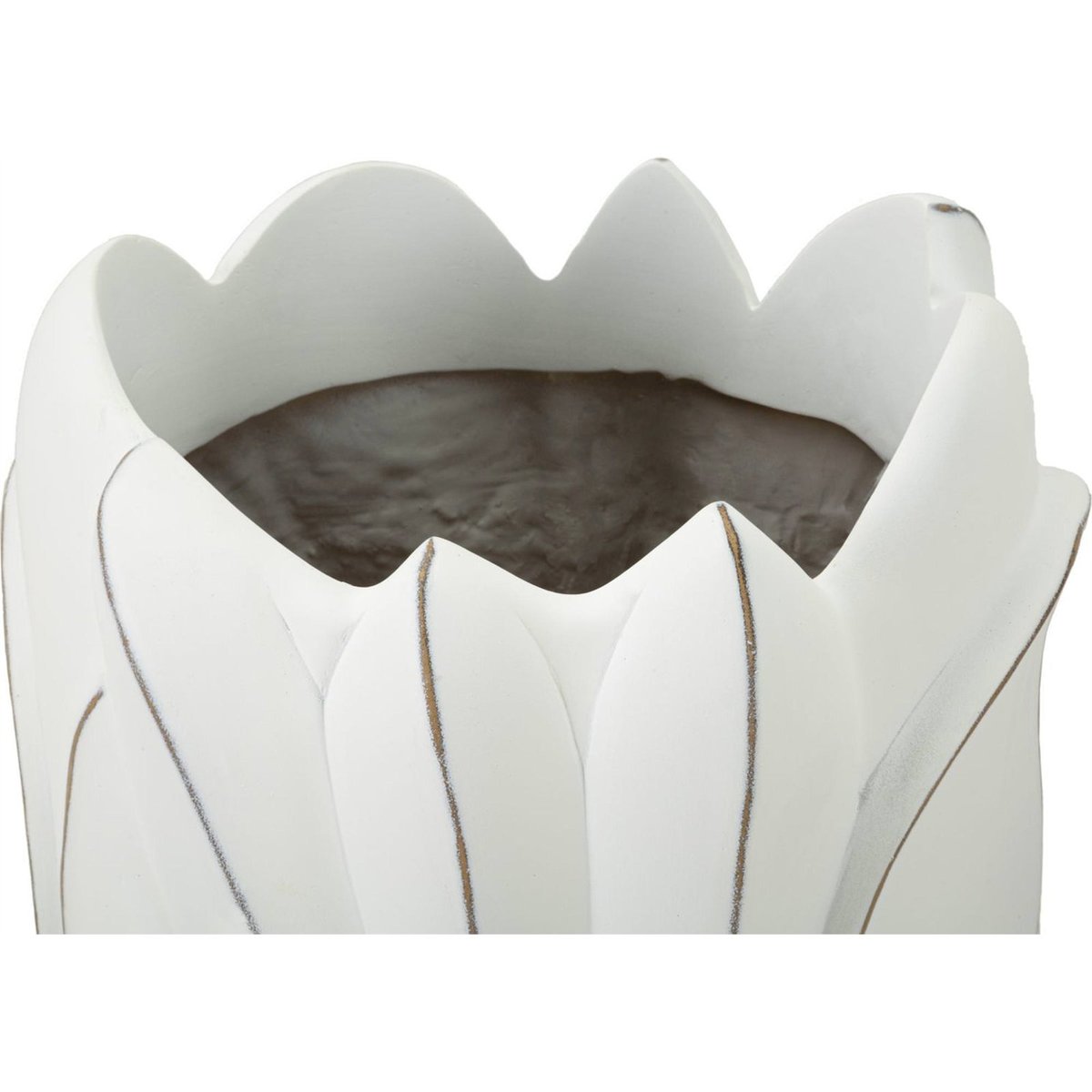 Vase relief végétal bord ondulé MODERN blanc patiné, RECOLLECTION