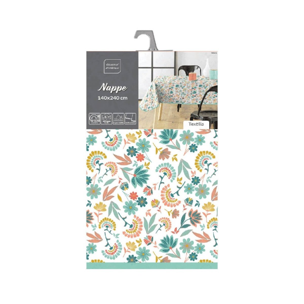 Nappe rectangulaire 140x240  Textilia Indiana blanc, DECORATIE