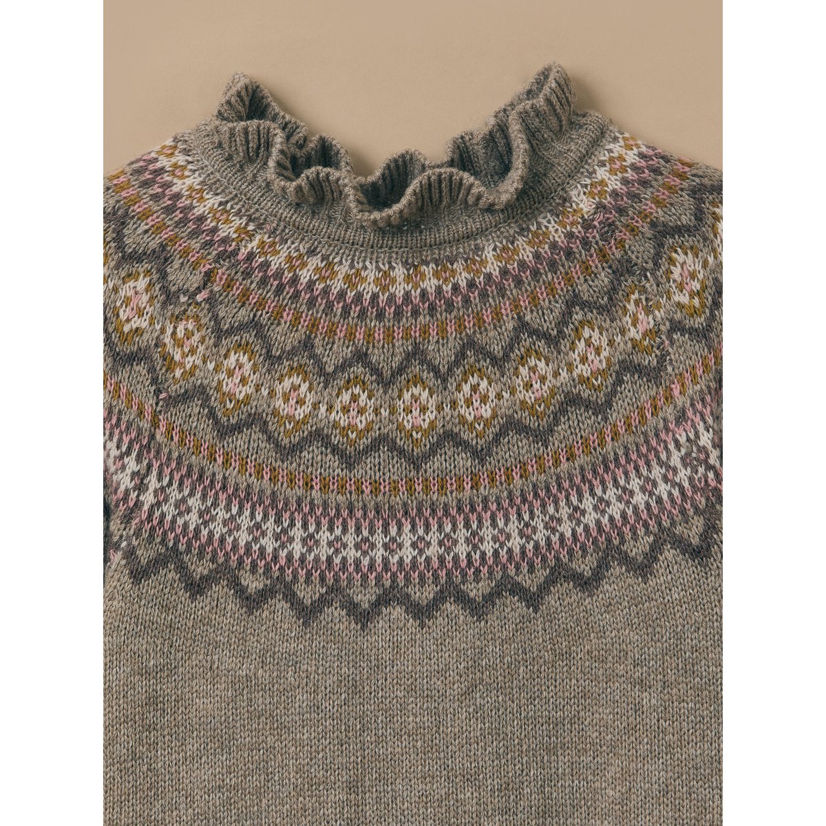 Robe jacquard en laine beige, CYRILLUS