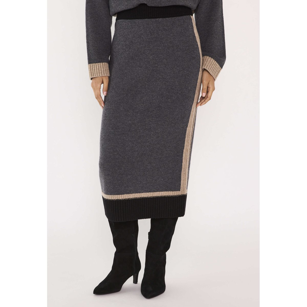 Jupe en maille droite en laine VALERIE anthracite, Maison 123
