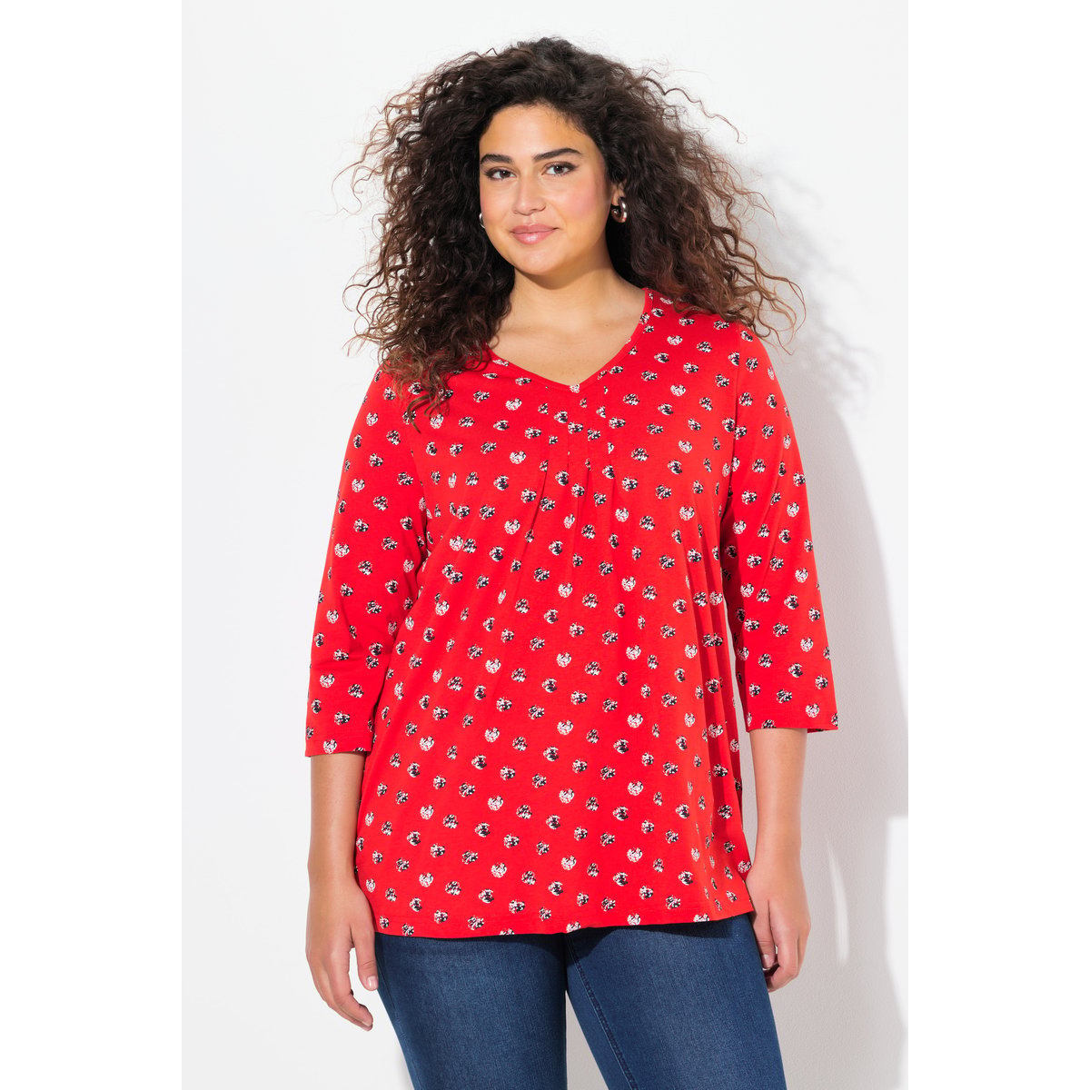 T-shirt motif points rouge néon, ULLA POPKEN