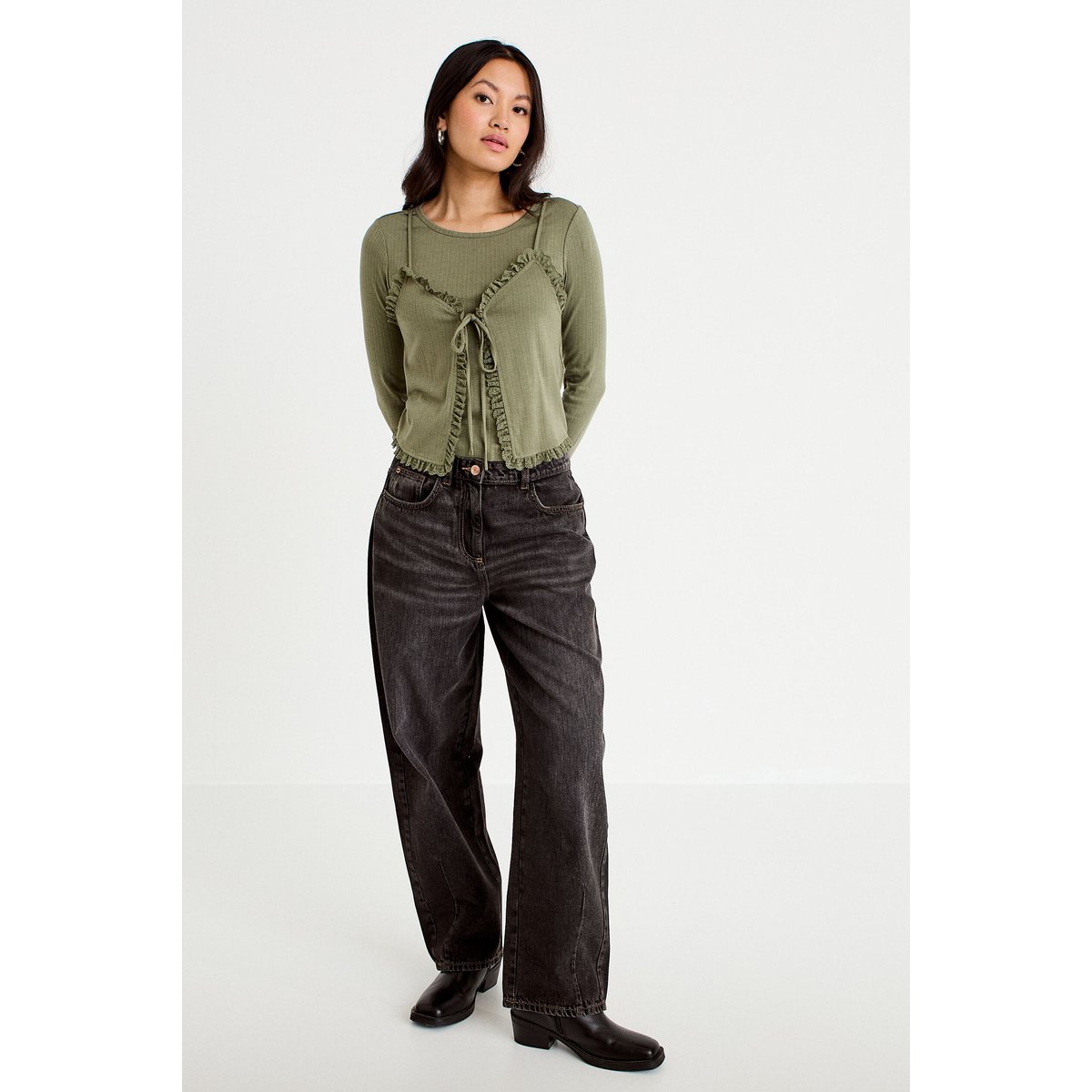 T-shirt 2-en-1 vert kaki, CACHE CACHE