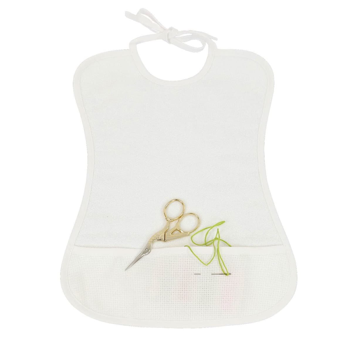 Lot de 2 bavoirs bébé imperméable point de croix BEBE blanc, LINANDELLE