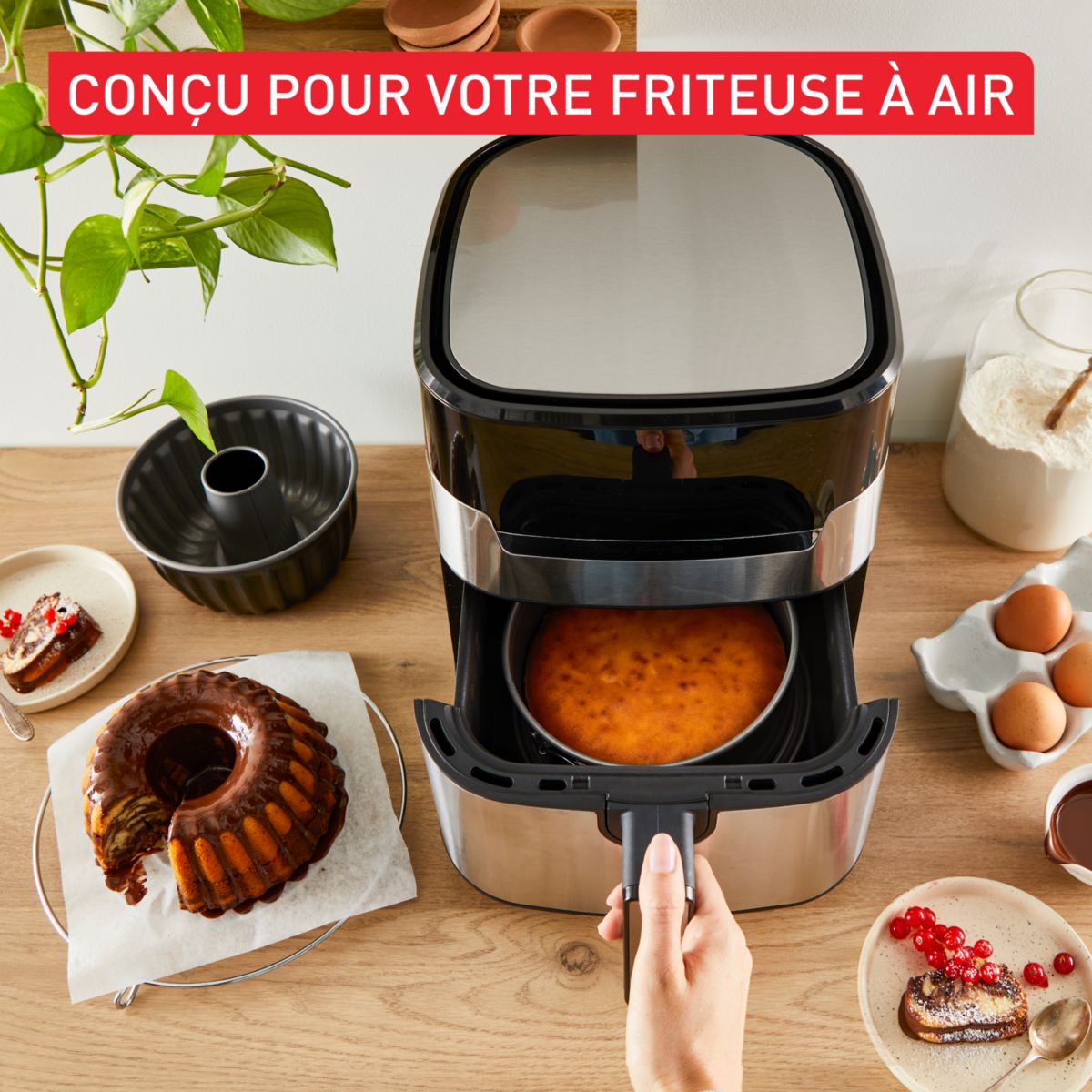 Moule à cake 2 moules Delice Black Airfryer couleur unique, TEFAL