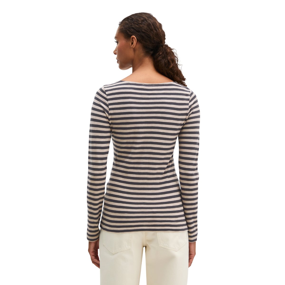 T-shirt long rayé regular en qualité Organic Cotton vieux rose, MARC O'POLO