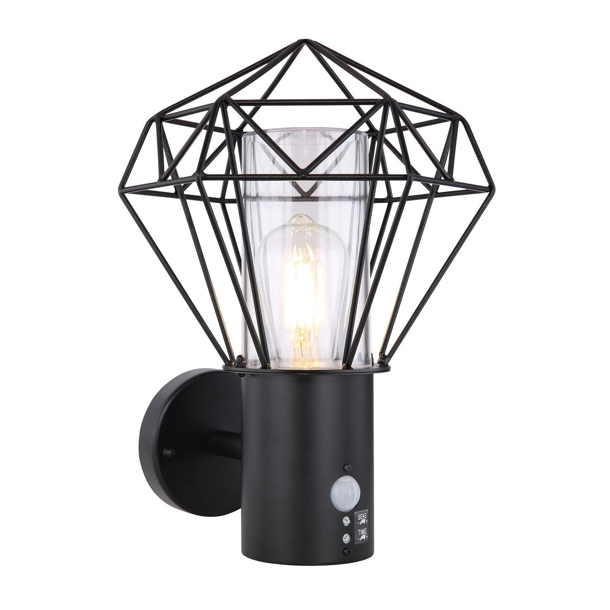 Applique murale d'extérieur en inox avec détecteur de mouvement noir, GLOBO LIGHTING