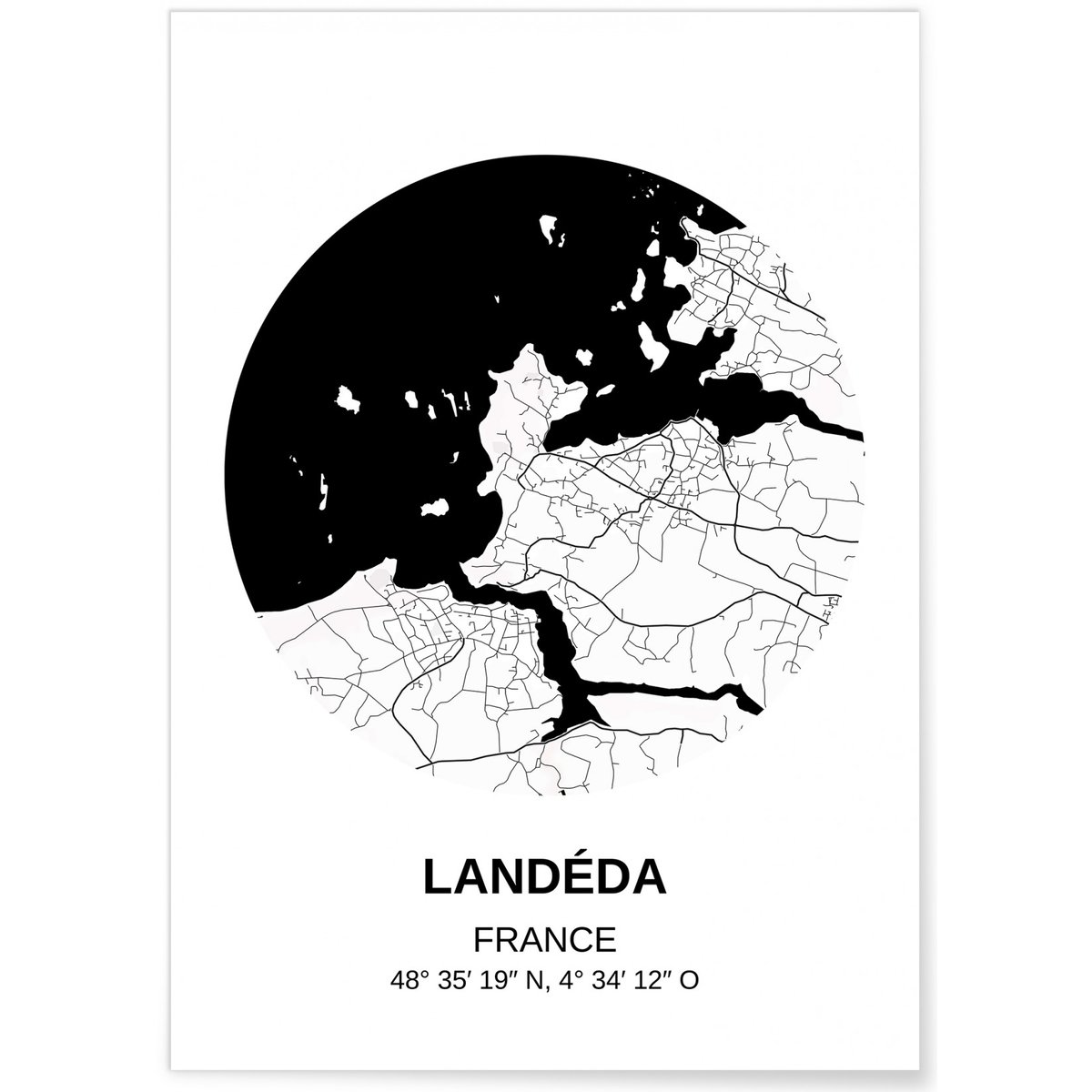 Affiche Carte Landéda blanc, L'AFFICHERIE