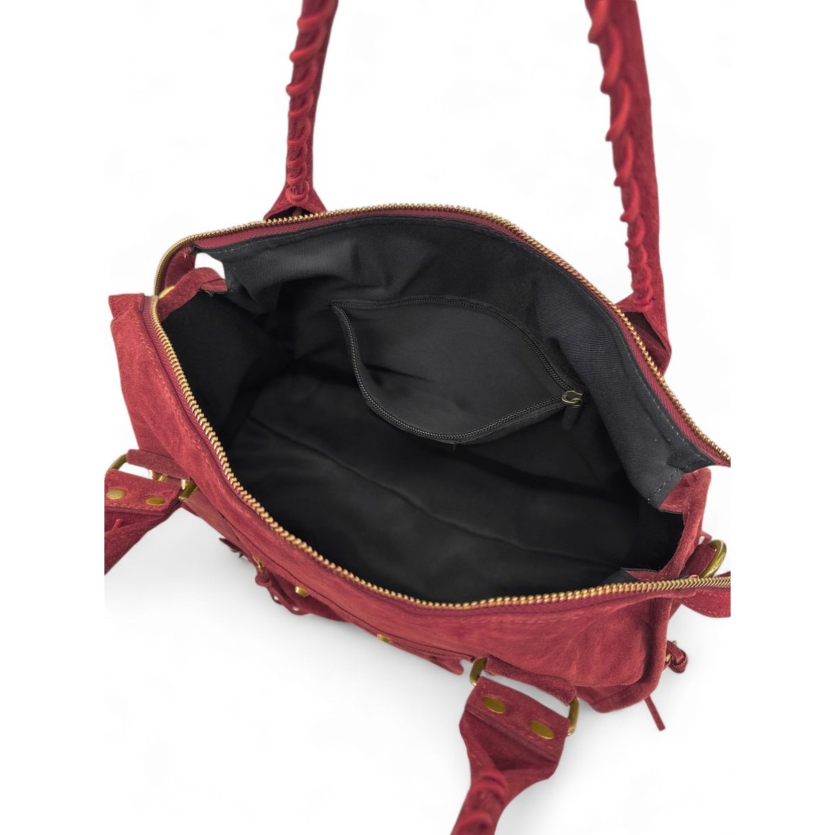 Grand sac en croûte de cuir STORM SUEDE XL rouge bordeaux, OH MY BAG