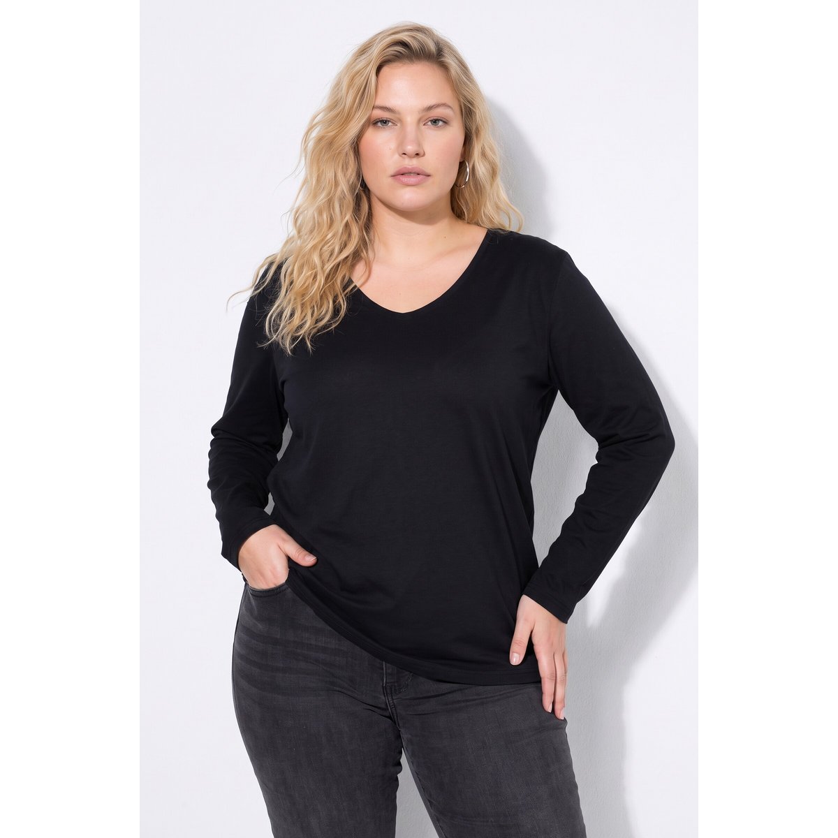 T-shirts à manches longues, lot de 2 noir, ULLA POPKEN