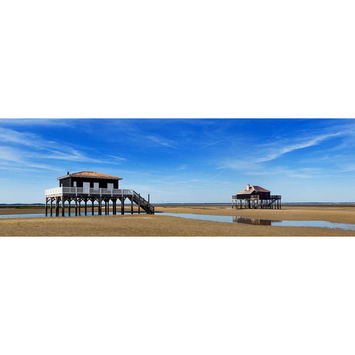 Tableau Mural Maisons Piloti Blanche PLAGE tableaux sur toile-bleu, CEANOTHE