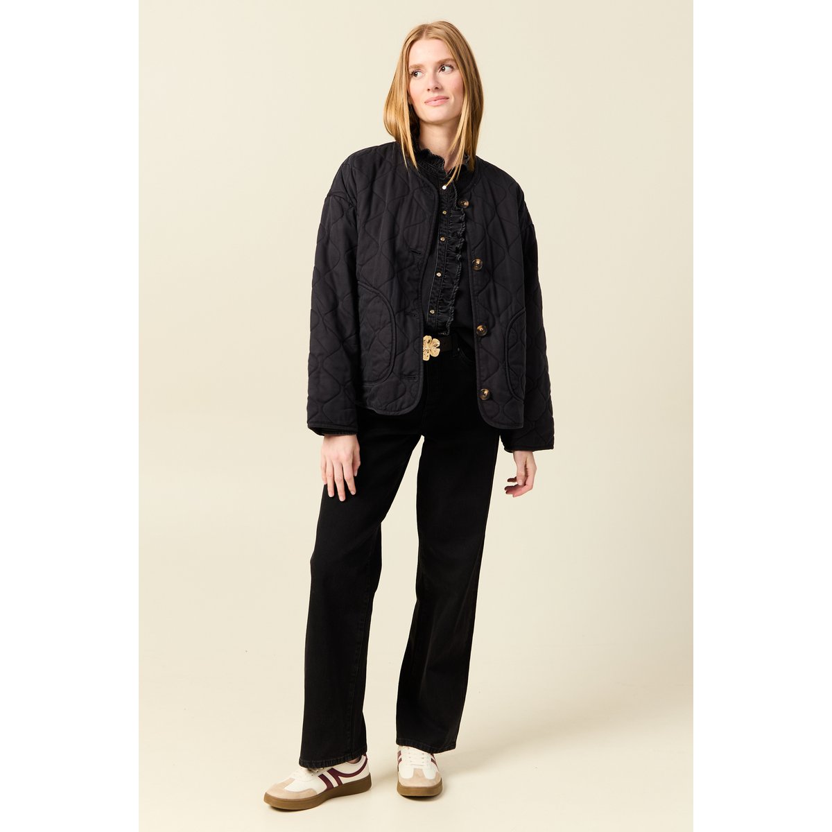 Veste oversize manches longues doublée gris foncé, BONOBO