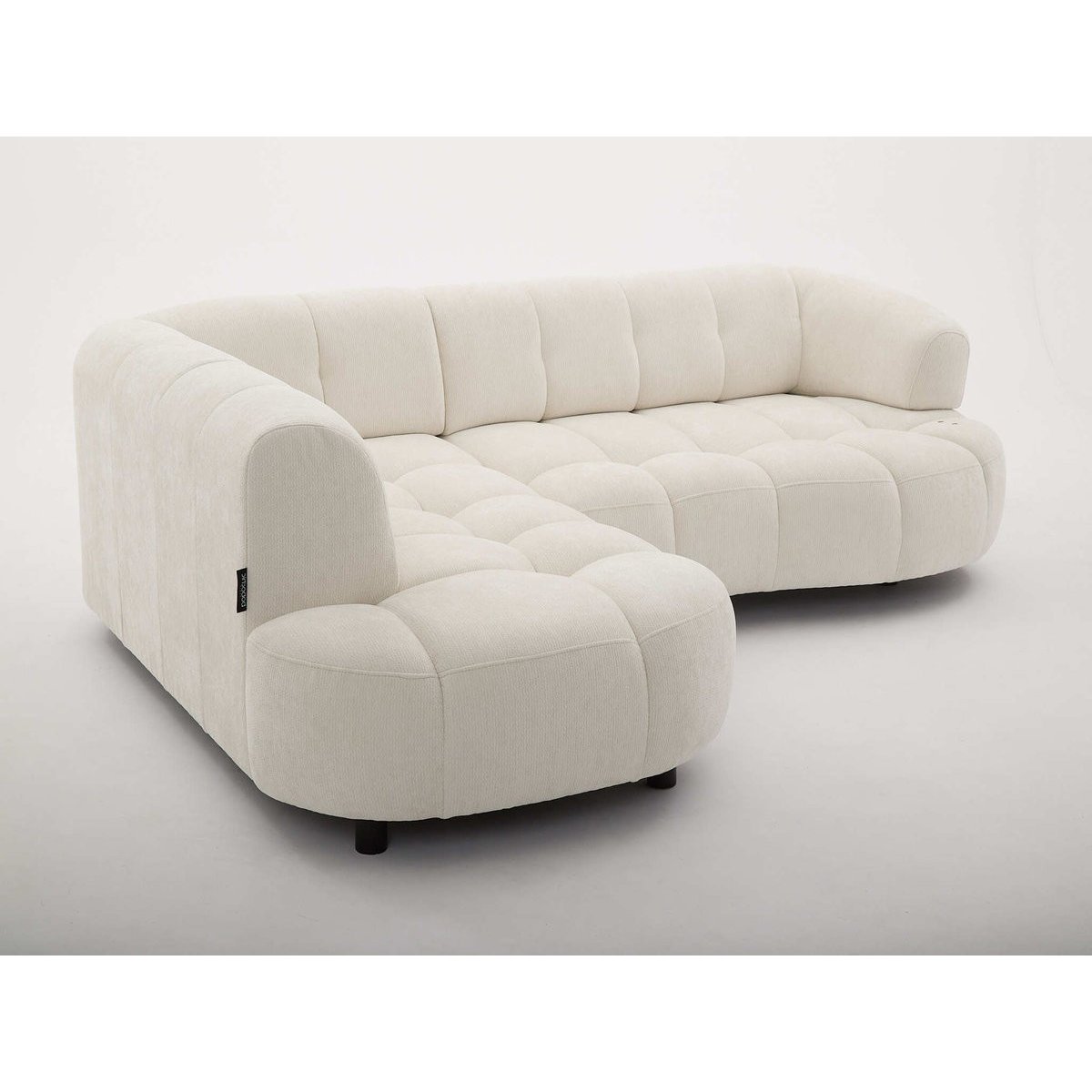 Canapé d'angle convertible 3 places en tissu lisse, LOVELY beige, BOBOCHIC