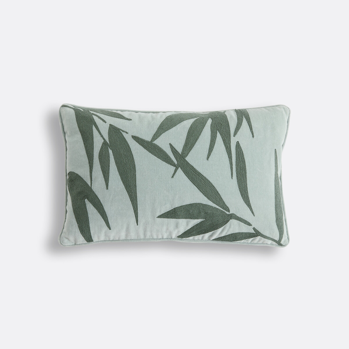 Funda de cojín rectangular, en terciopelo de algodón bordado, NIARA celedón, LA REDOUTE INTERIEURS
