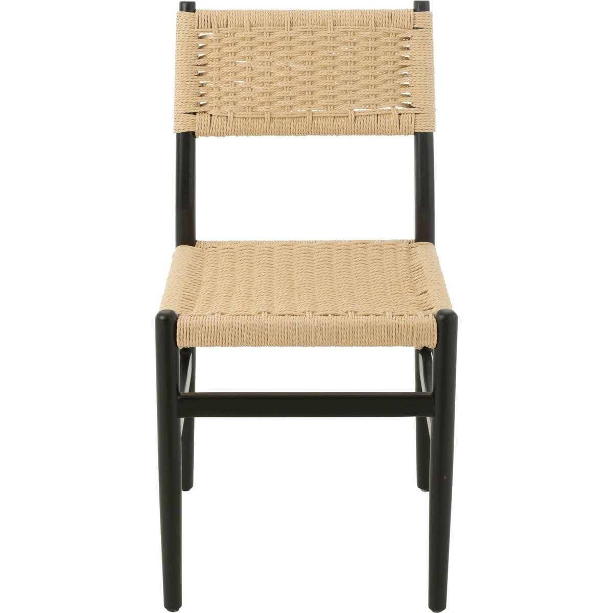 Chaise en hêtre et corde tressée noir et naturel, RECOLLECTION