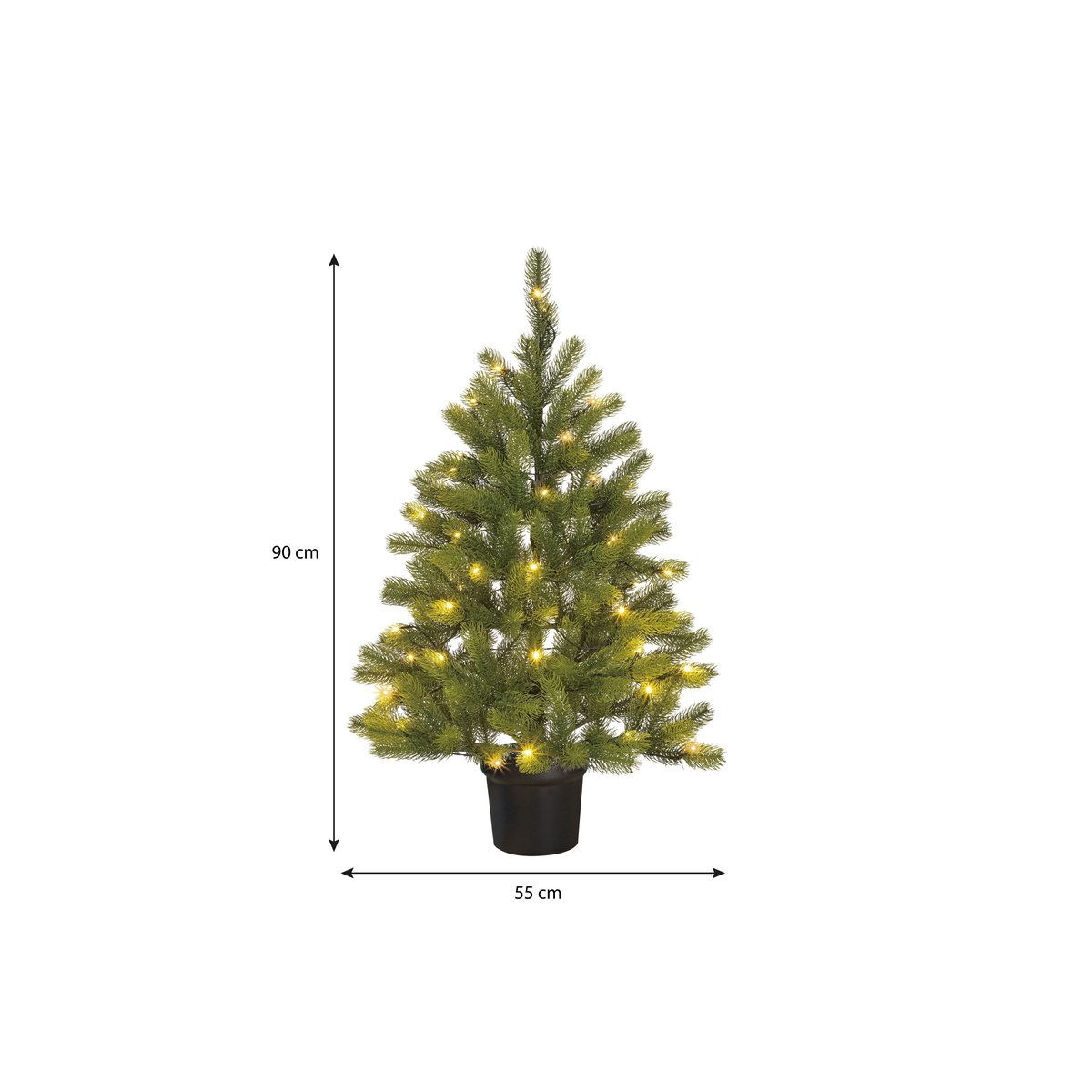 Sapin de Noël artificiel avec LED H90 cm NAGOYA vert, BLACK BOX TREES