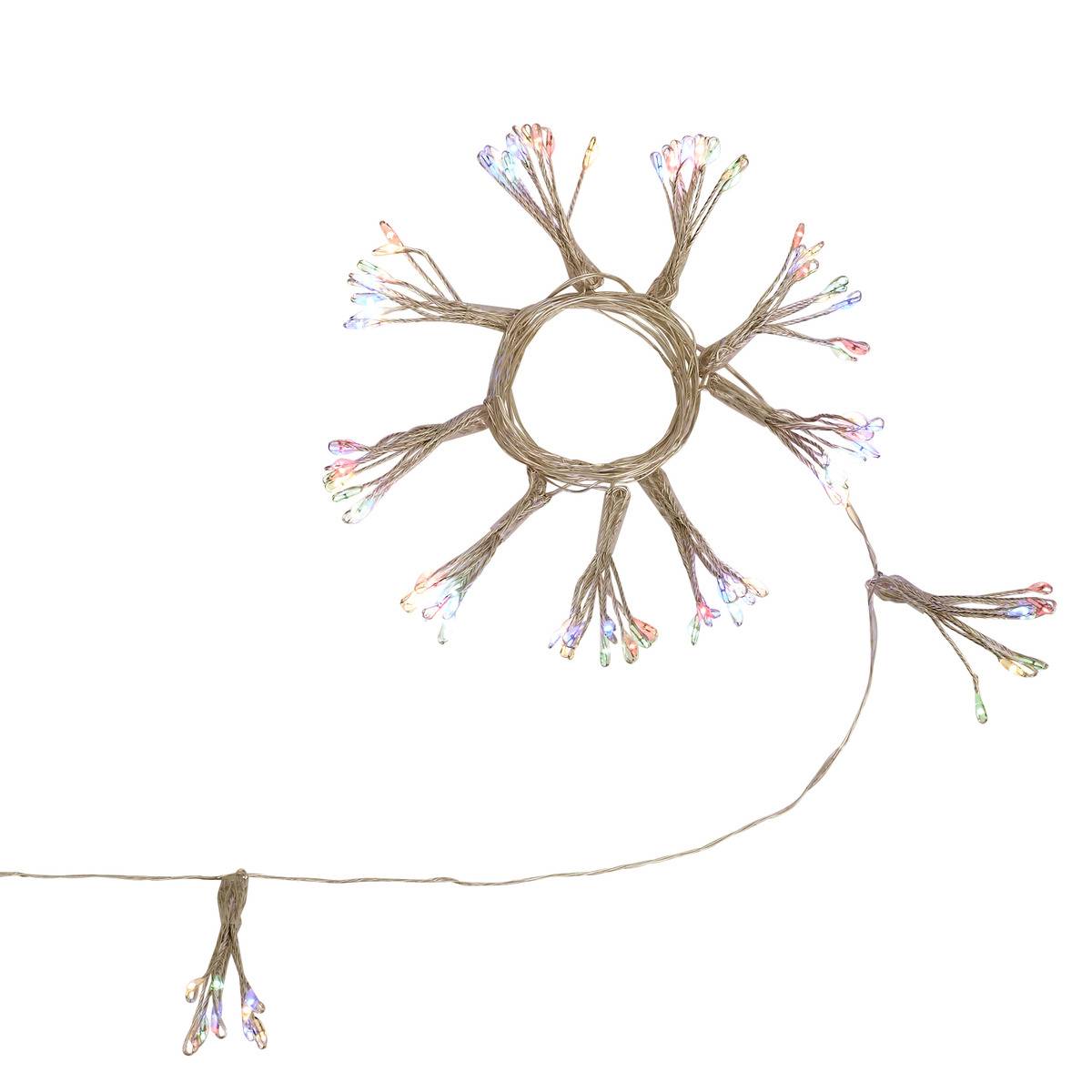 Guirlande lumineuse à pompons d'extérieur 5 m 250 LED blanc froid fil cuivre 13 fonctions avec minuteur et transformateur multicolore, FEERIC LIGHTS & CHRISTMAS