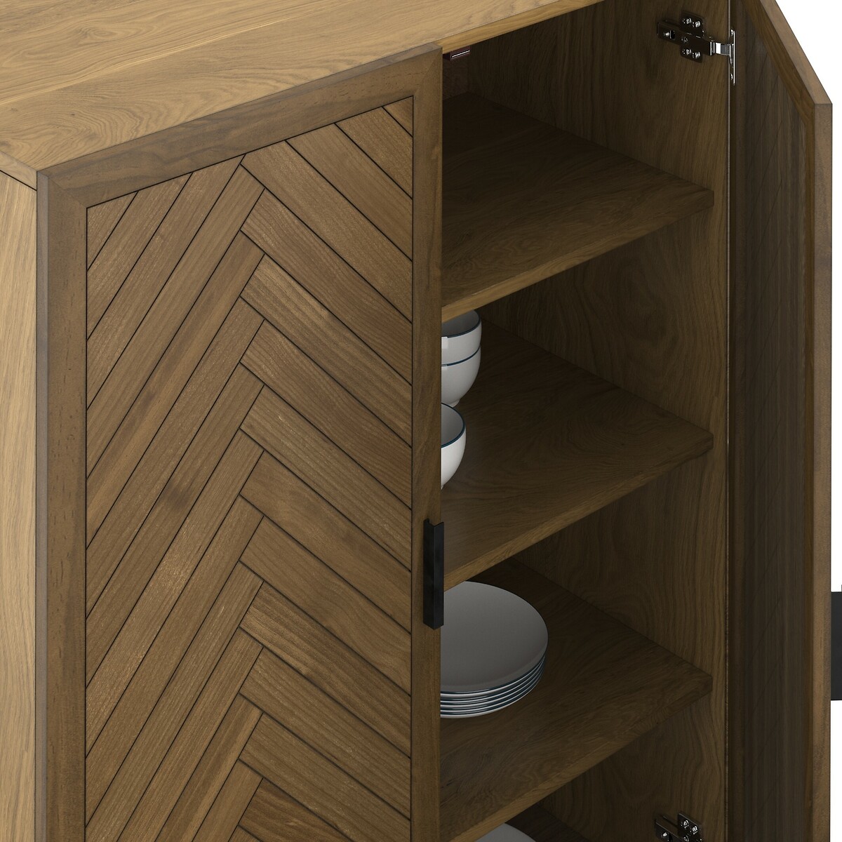2-deurs dressoir, grenenfineer, Nottingham dennenhout met waslaagje, LA REDOUTE INTERIEURS