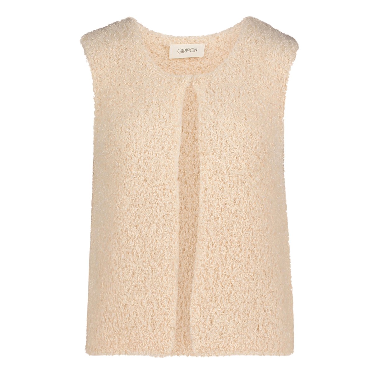 Veste sans manches en maille à encolure ronde cream, CARTOON