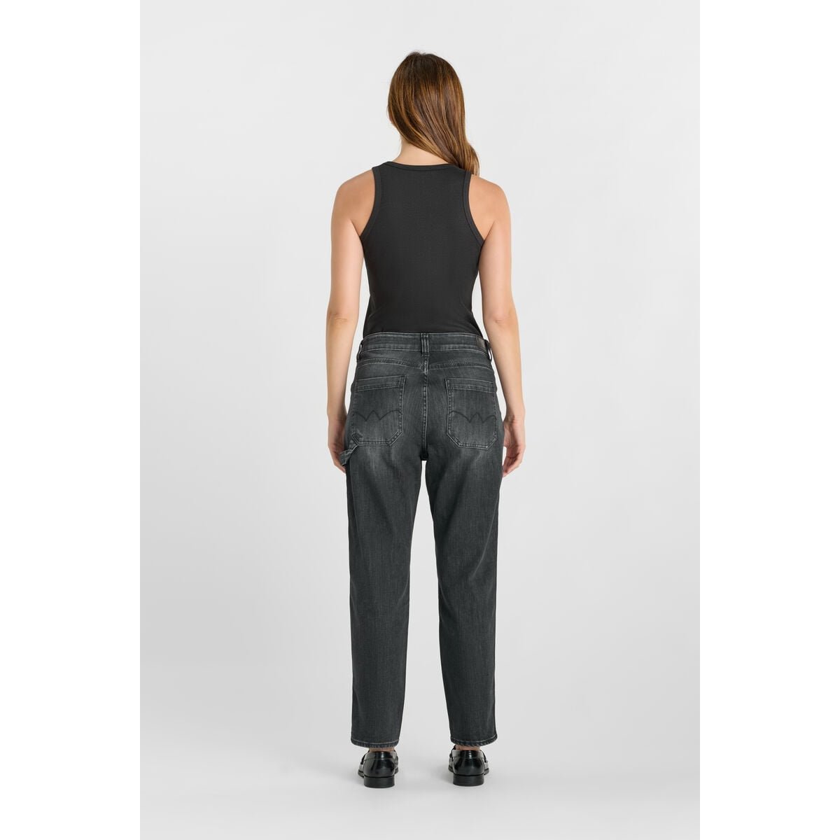 Jeans loose, large 400/60 girlfriend , 7/8ème black, LE TEMPS DES CERISES