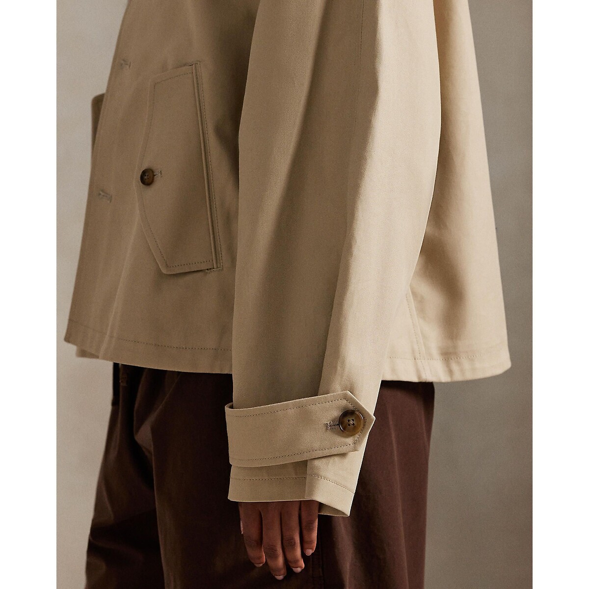 Cotton A-Line Jacket with Button Fastening beige, POLO RALPH LAUREN