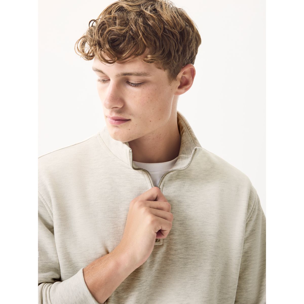 Sweat en jersey de coton majoritaire écru chiné, NEXT