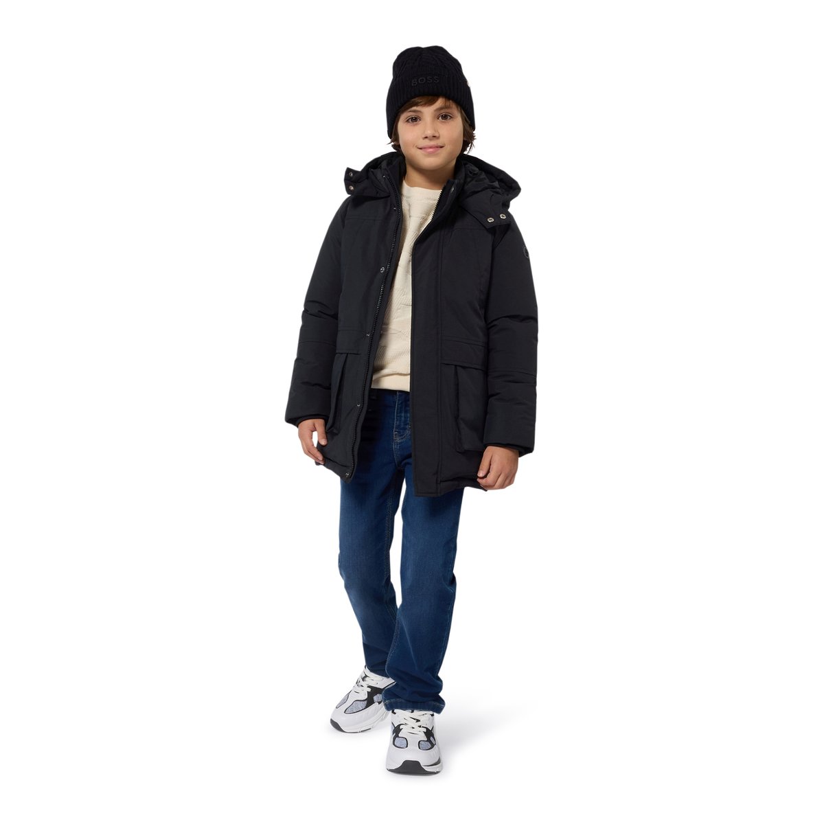 Pull à col rond vanille, BOSS KIDSWEAR
