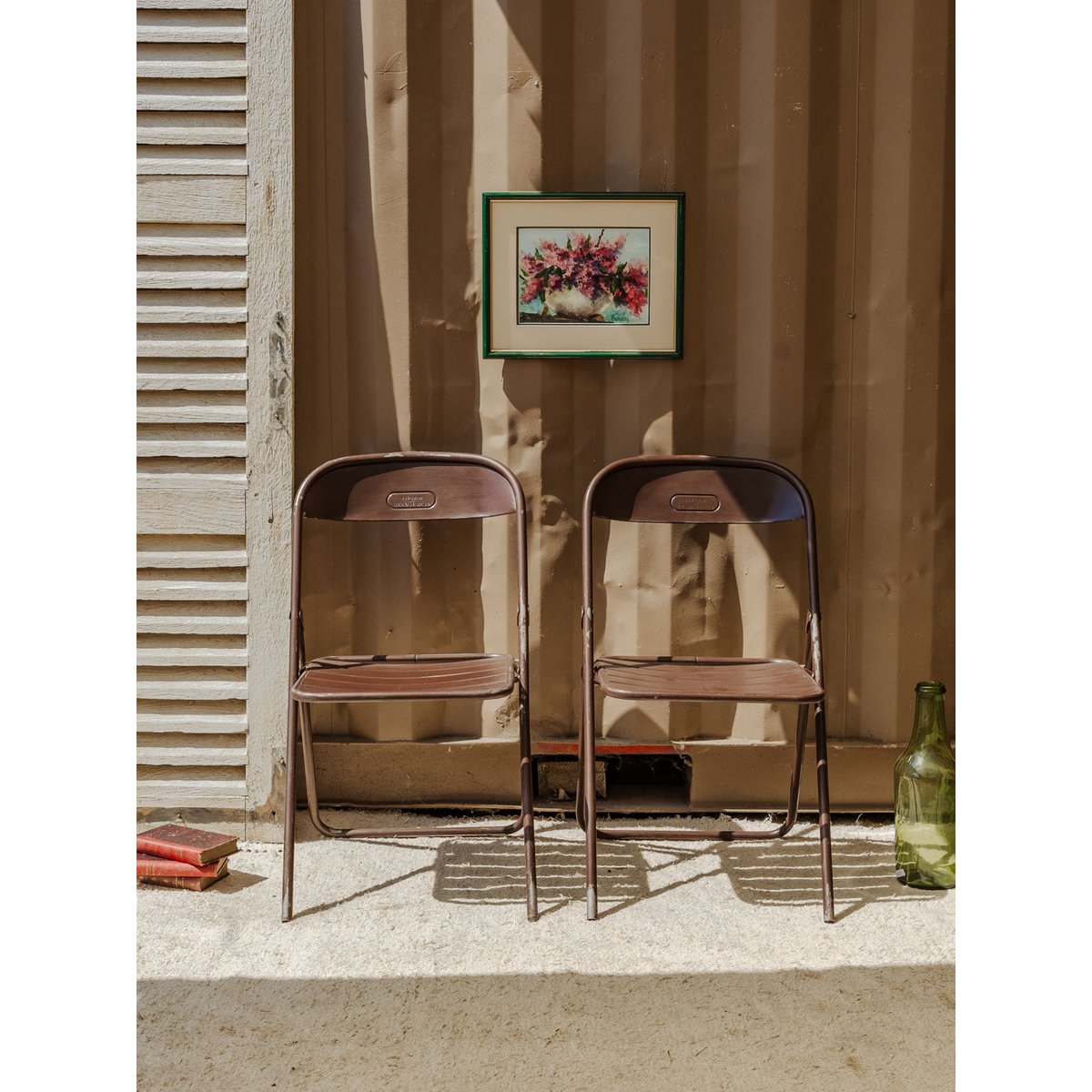 Lot de 4 chaises en métal marron Alma N°1574 - Bon état marron, DEBONGOUT